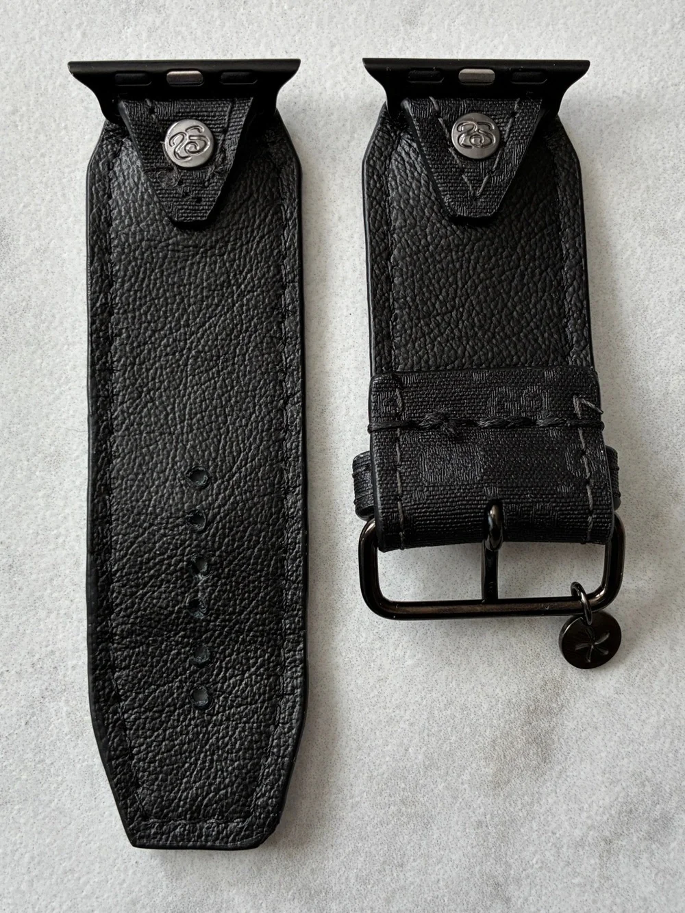 Spark*l Authentic Upcycled Micro GG Black Sivella Apple Watch Band - Size 2